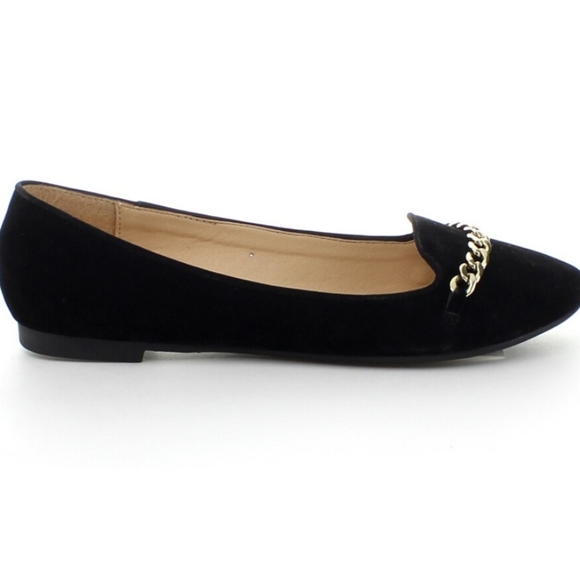 👣REFRESH❤️🧡 Stacy-02 Black Faux Suede Chain Detail🧡❤️ - Picture 3 of 13